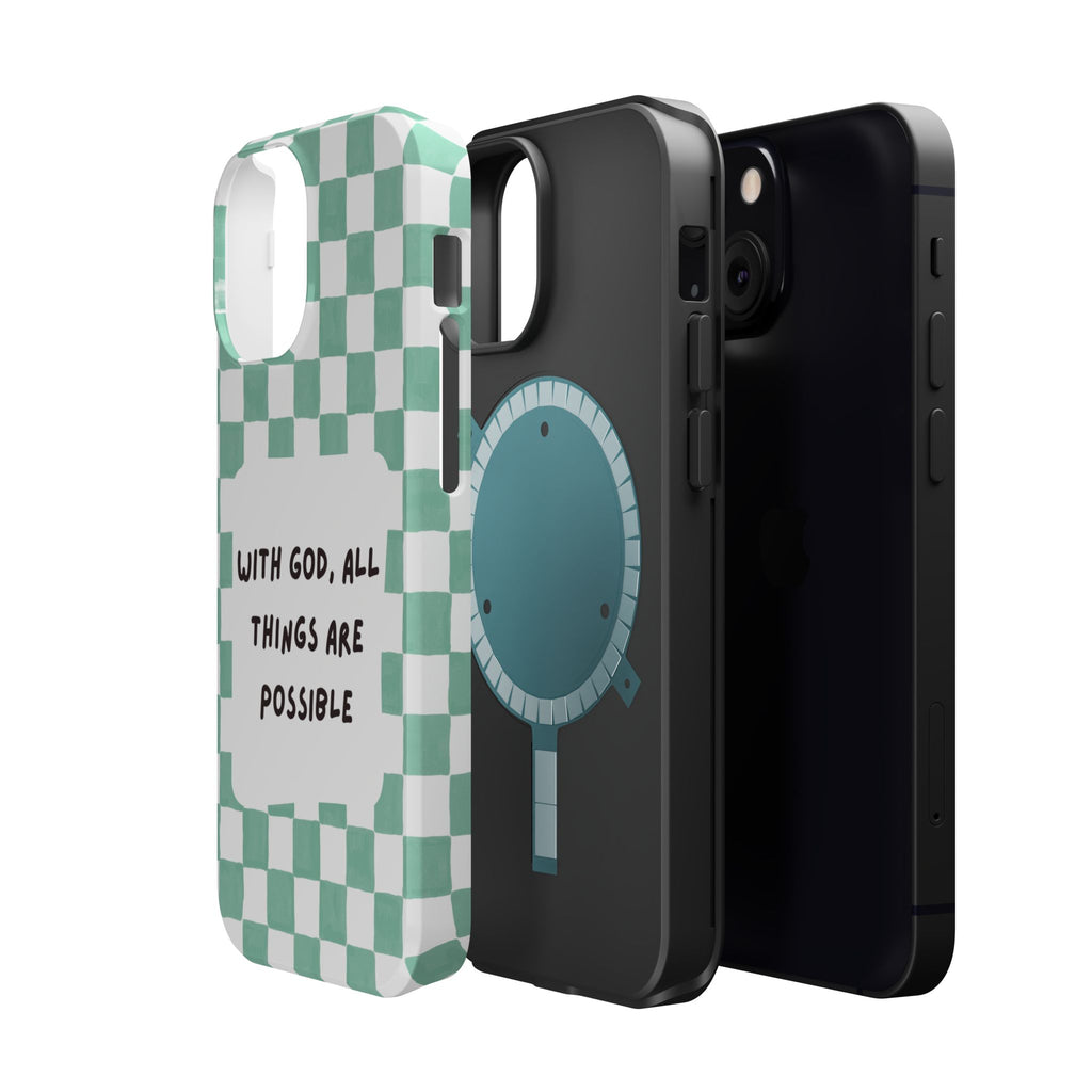 'With God' Checkered Phone Case