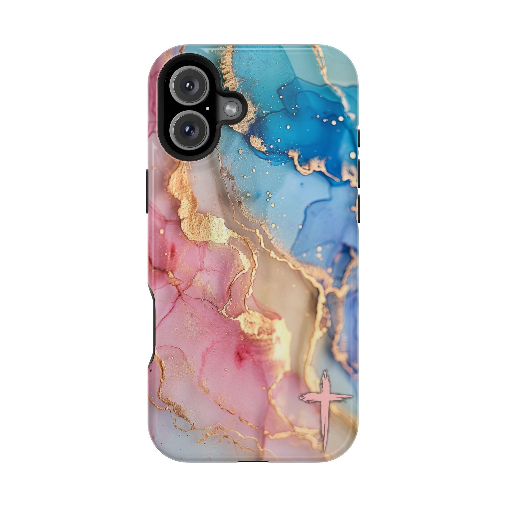Pink & Blue Marbled MagSafe Phone case