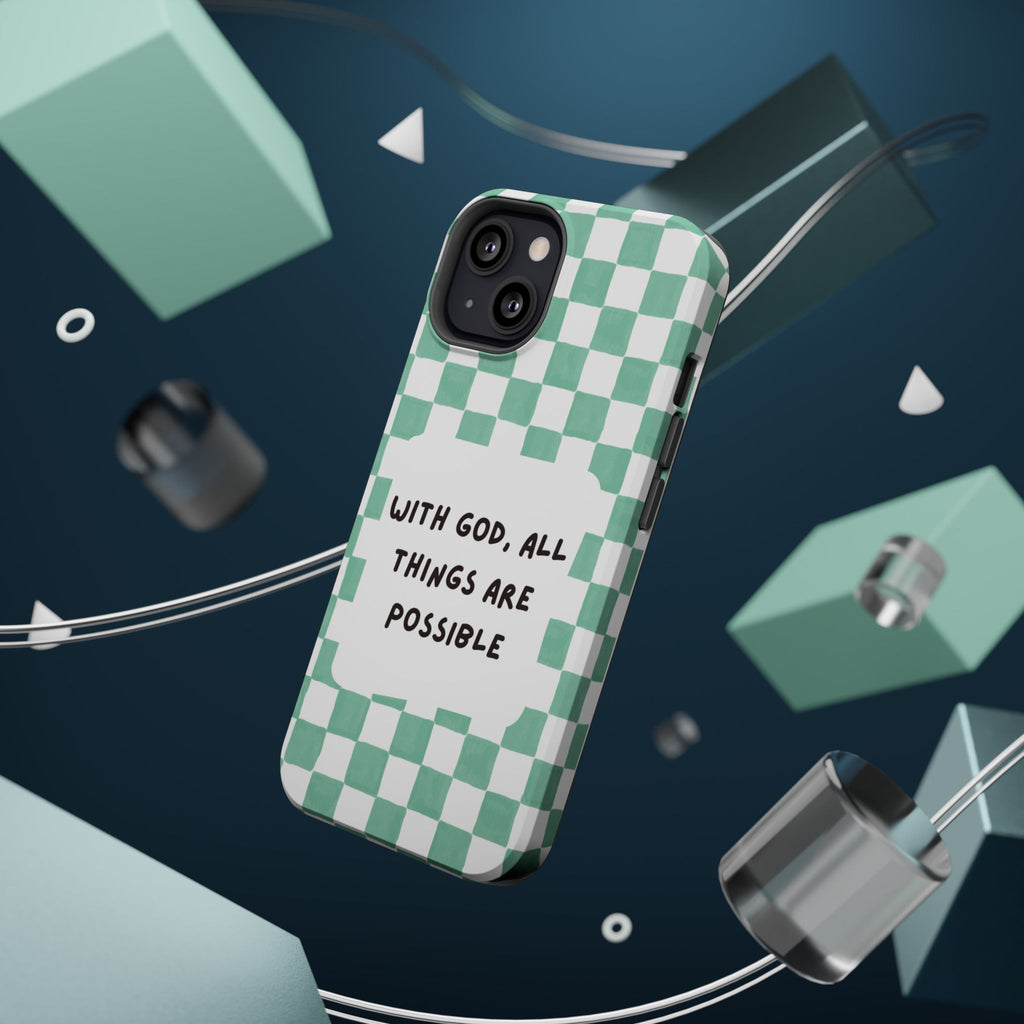 'With God' Checkered Phone Case