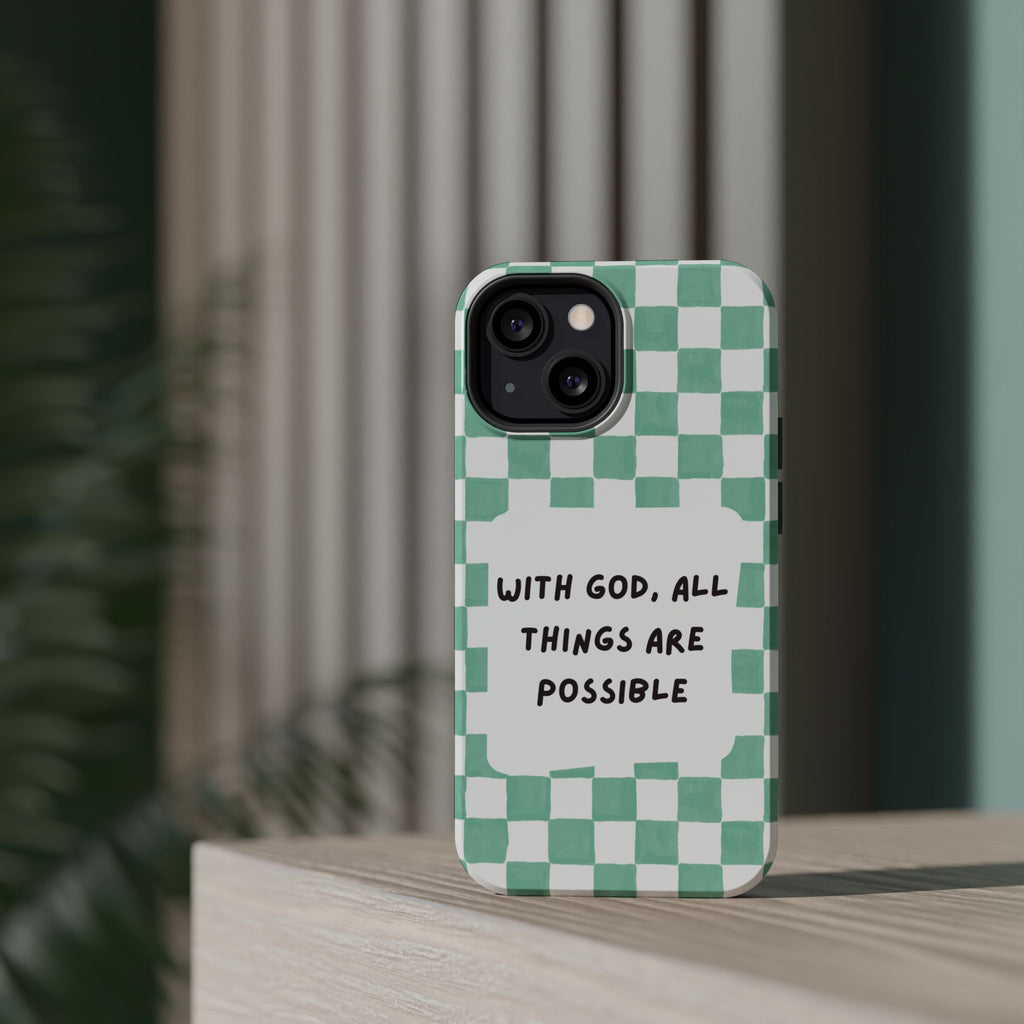 'With God' Checkered Phone Case
