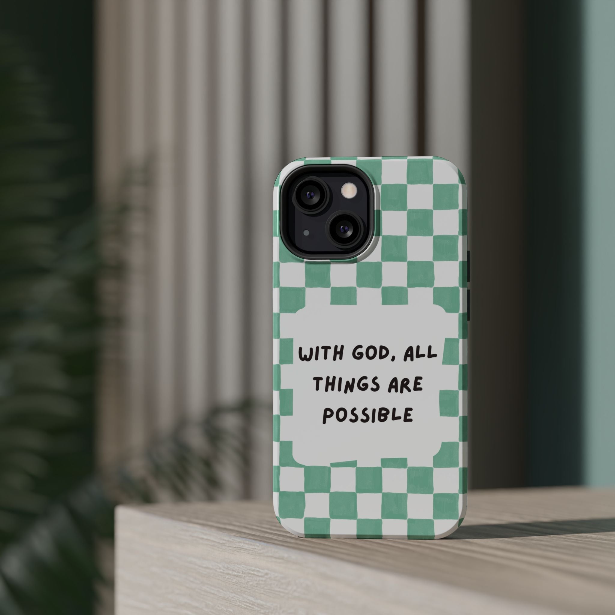 'With God' Checkered Phone Case