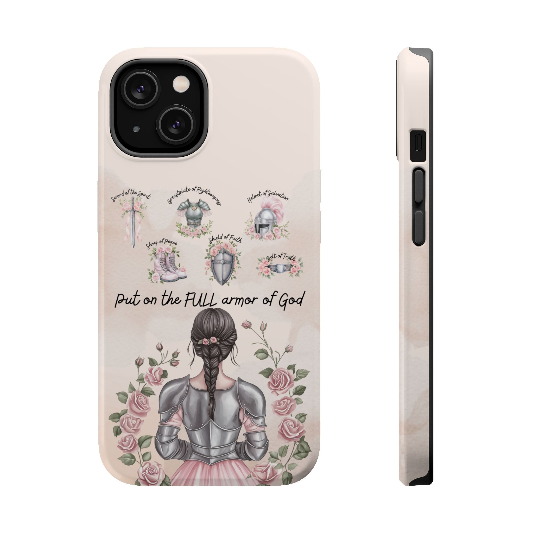 Armor of God Phone Case (dark hair, light skinned woman)
