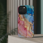 Pink & Blue Marbled MagSafe Phone case