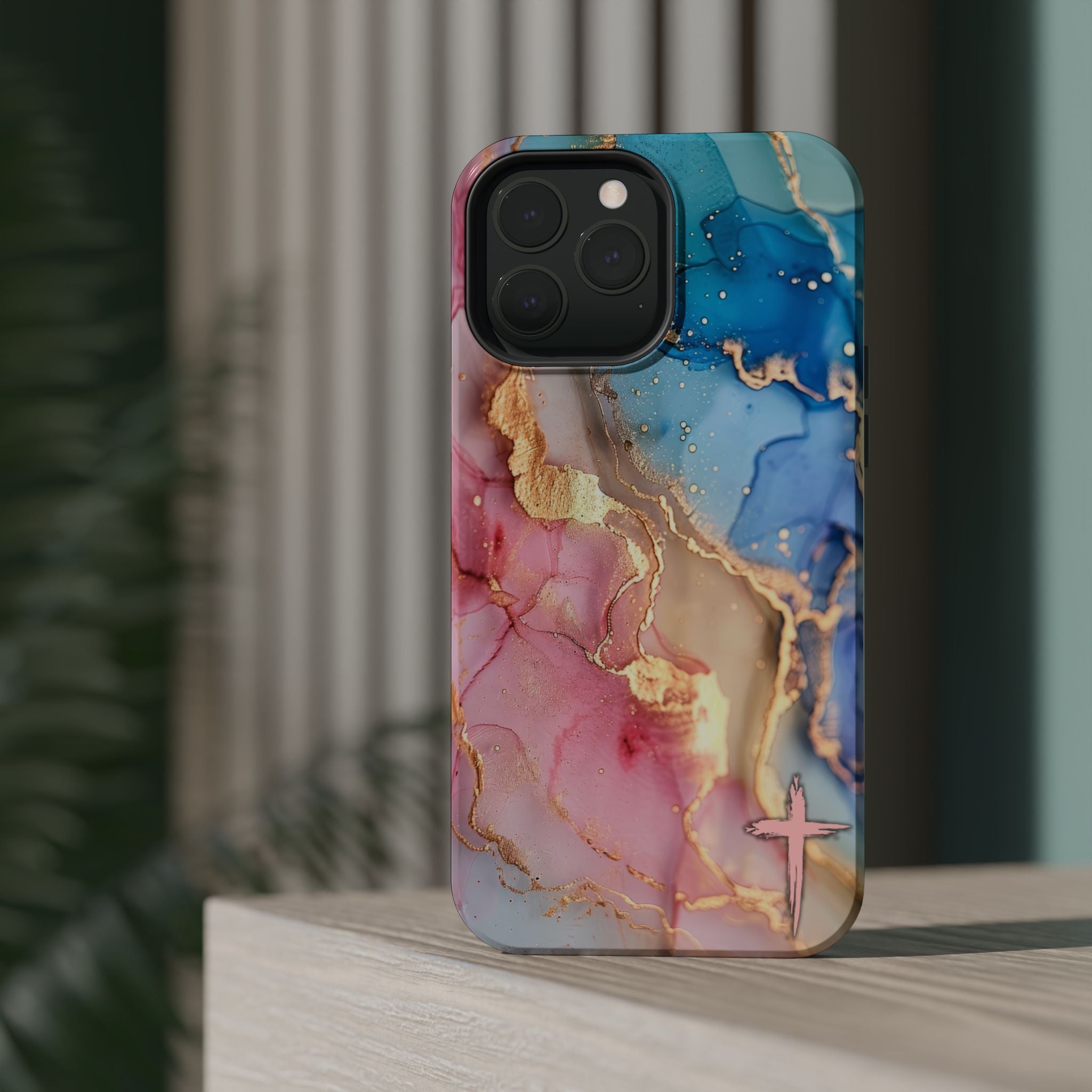 Pink & Blue Marbled MagSafe Phone case