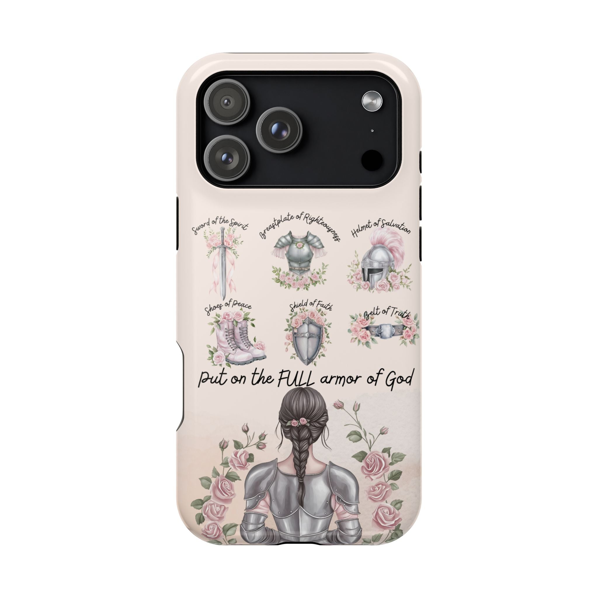 Armor of God Phone Case (dark hair, light skinned woman)