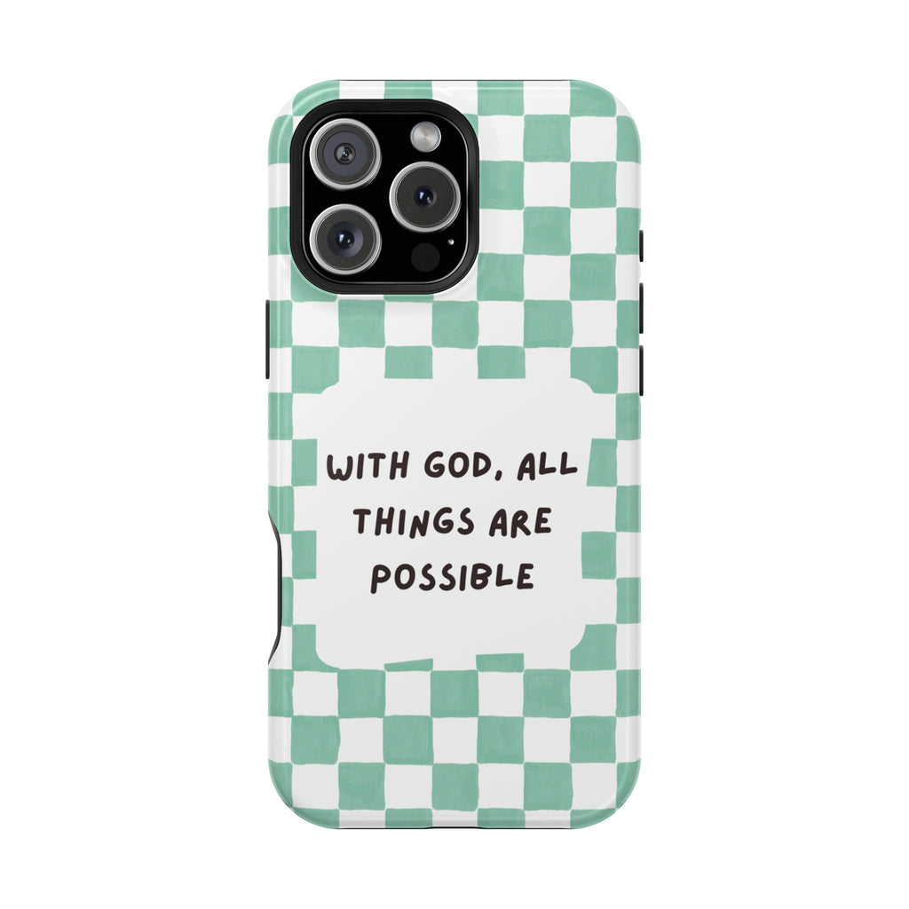 'With God' Checkered Phone Case