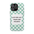 'With God' Checkered Phone Case