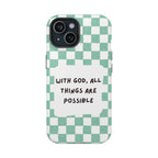 'With God' Checkered Phone Case
