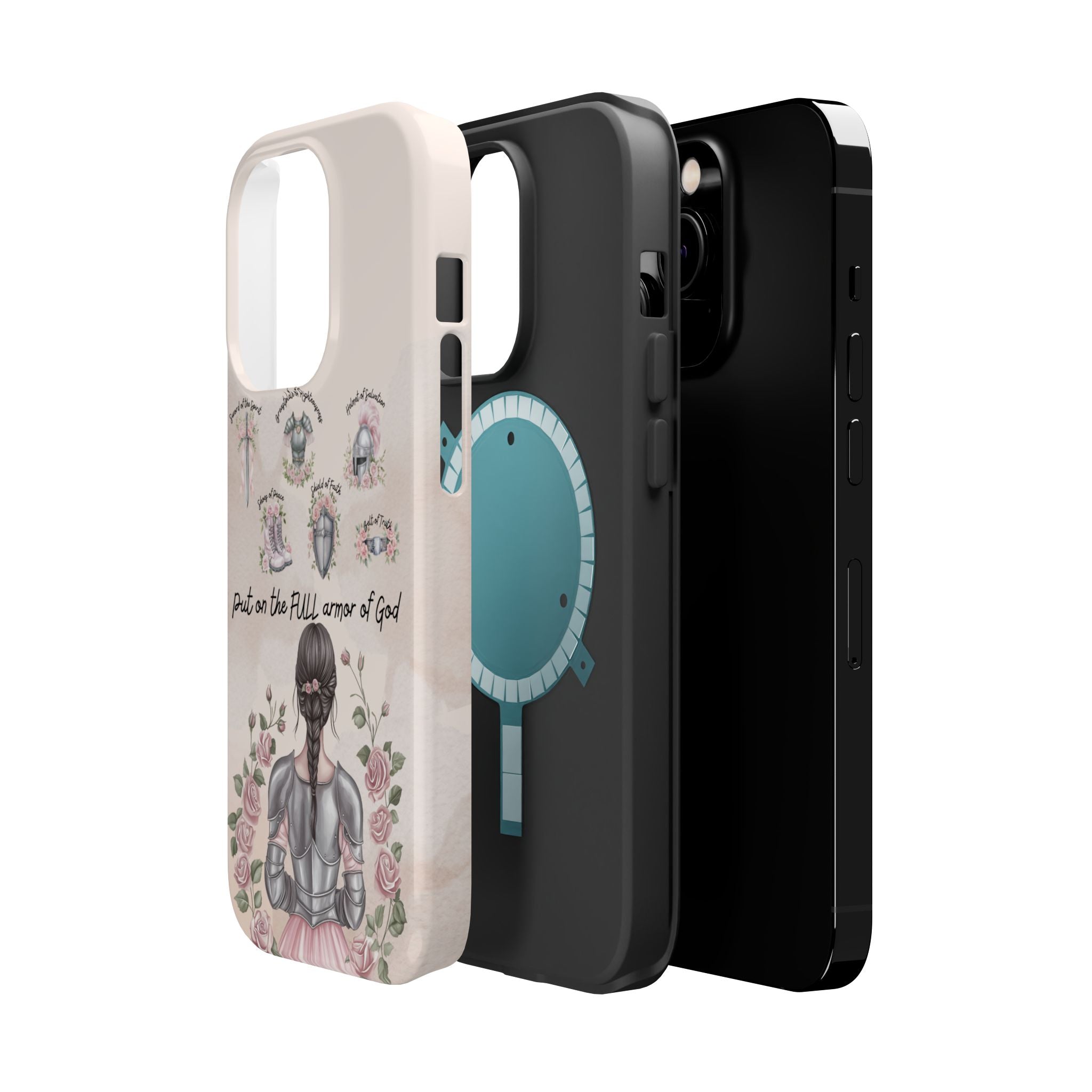 Armor of God Phone Case (dark hair, light skinned woman)