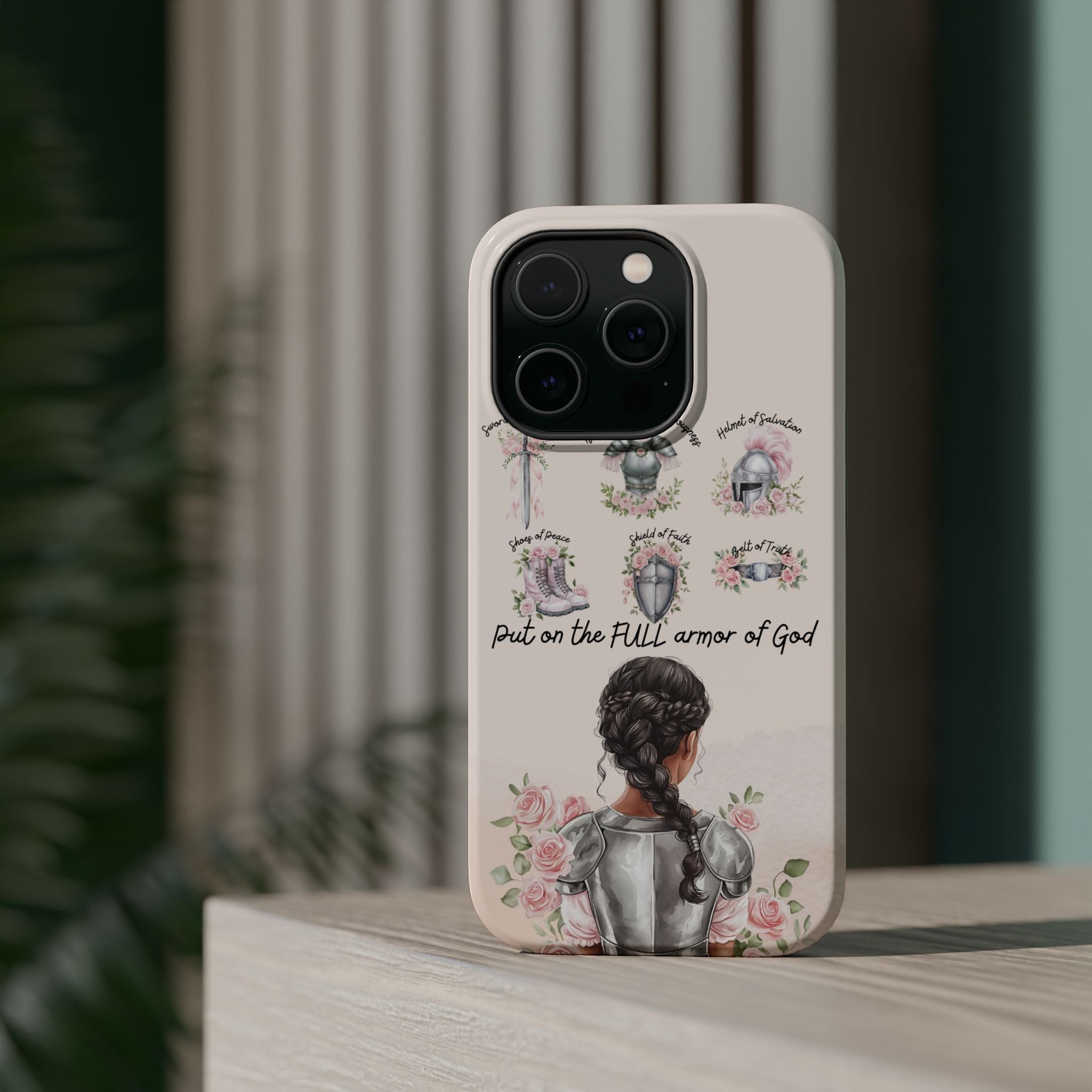 Armor of God (Dark haired woman) phone case