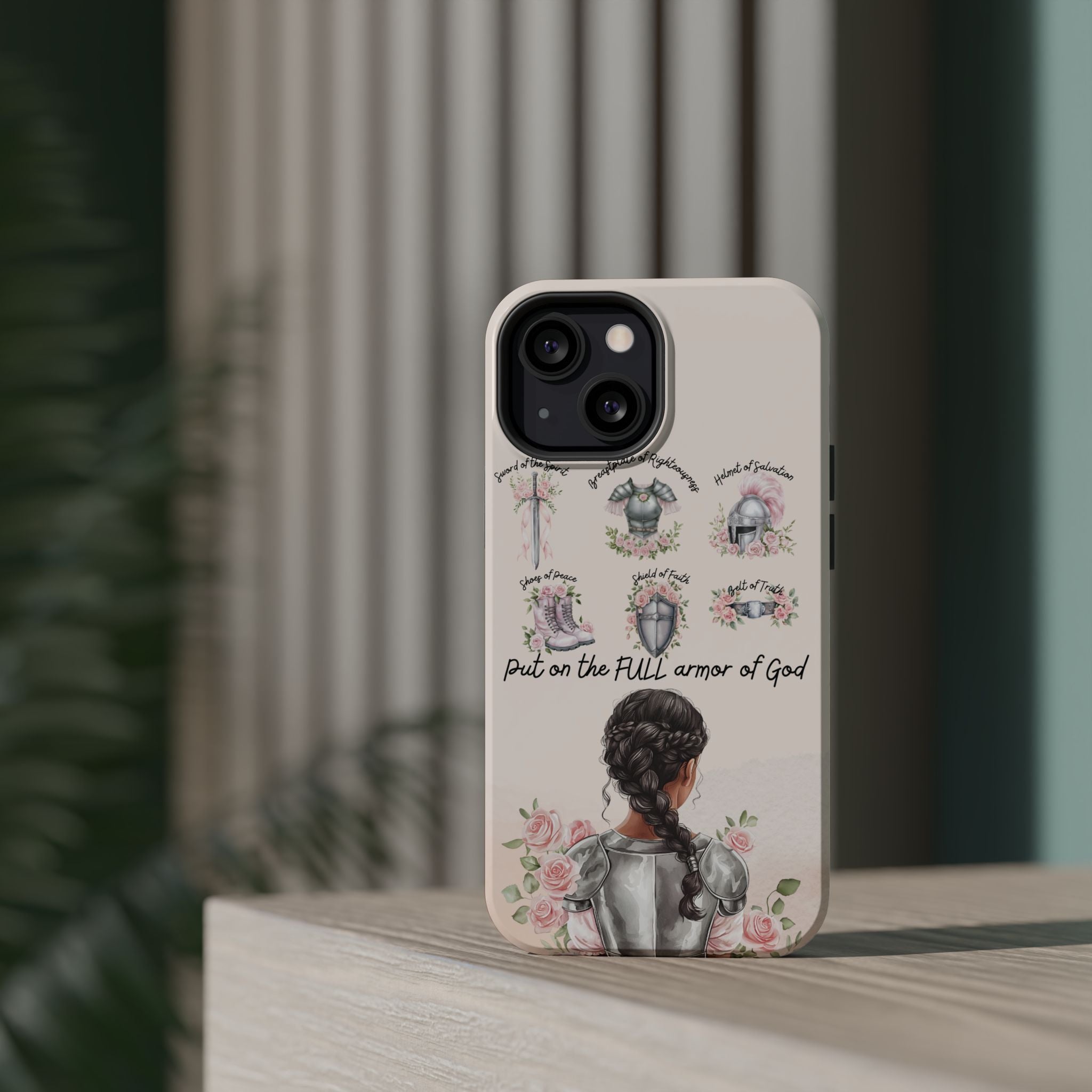 Armor of God (Dark haired woman) phone case