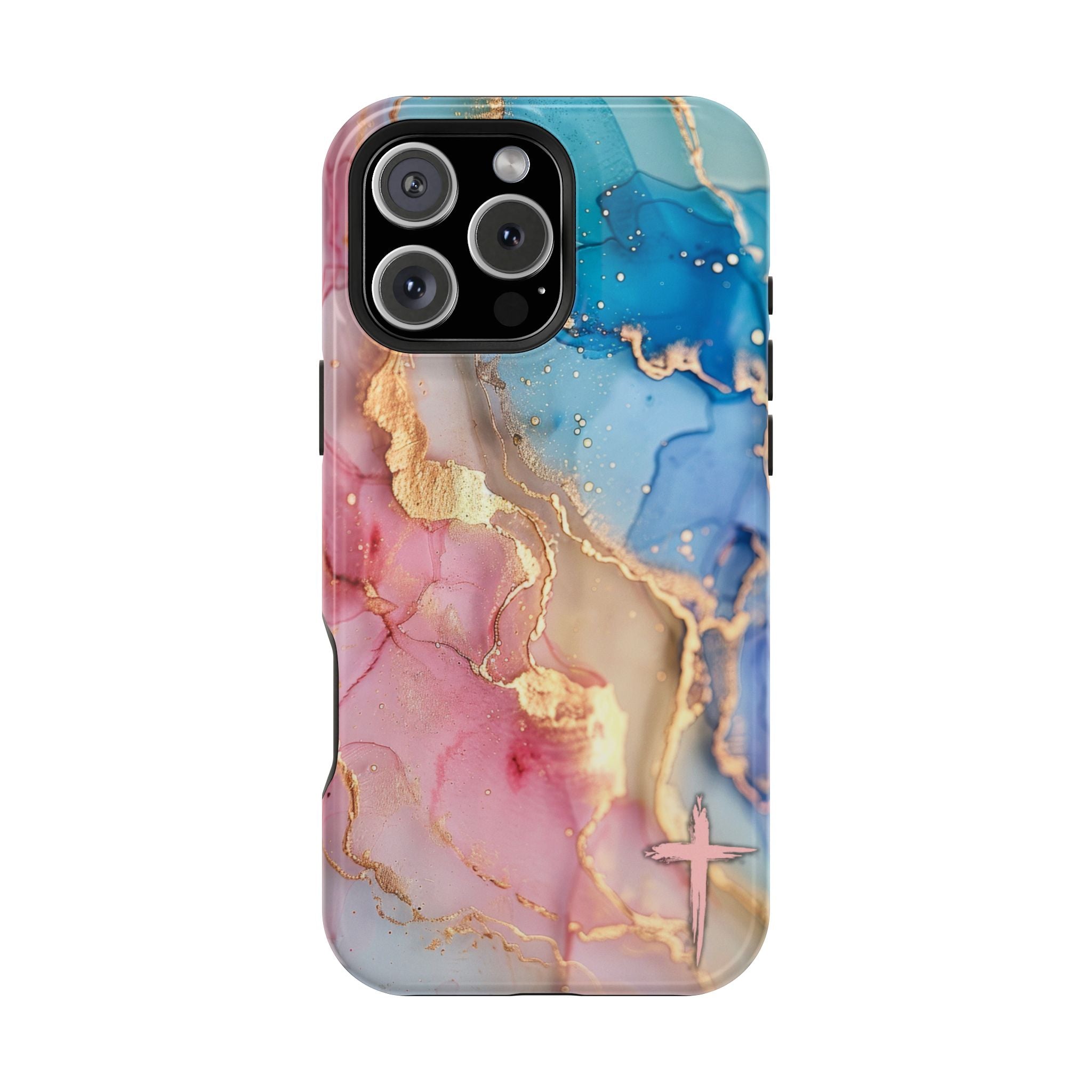 Pink & Blue Marbled MagSafe Phone case