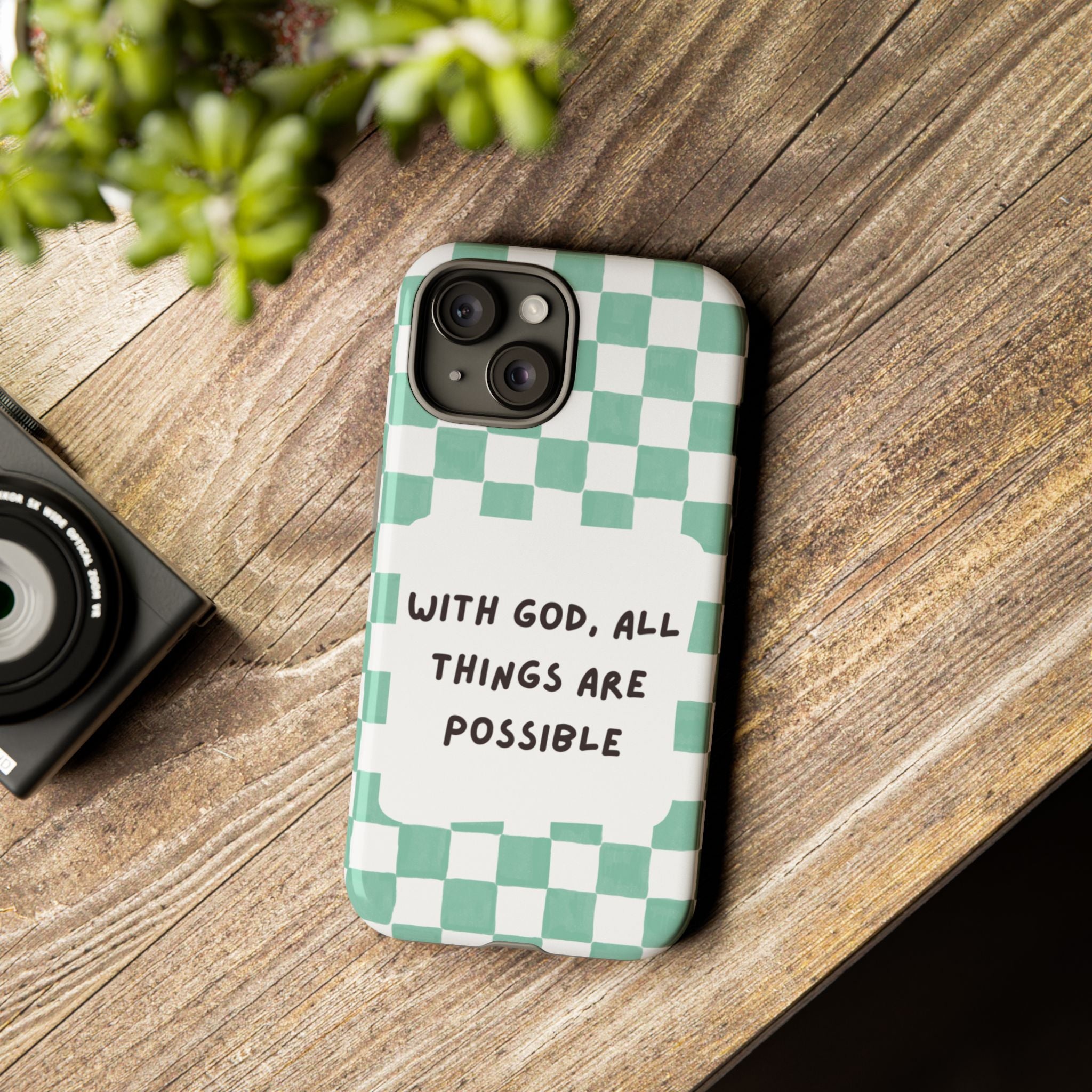 "With God, All Things Are Possible" Non MagSafe Phone Case