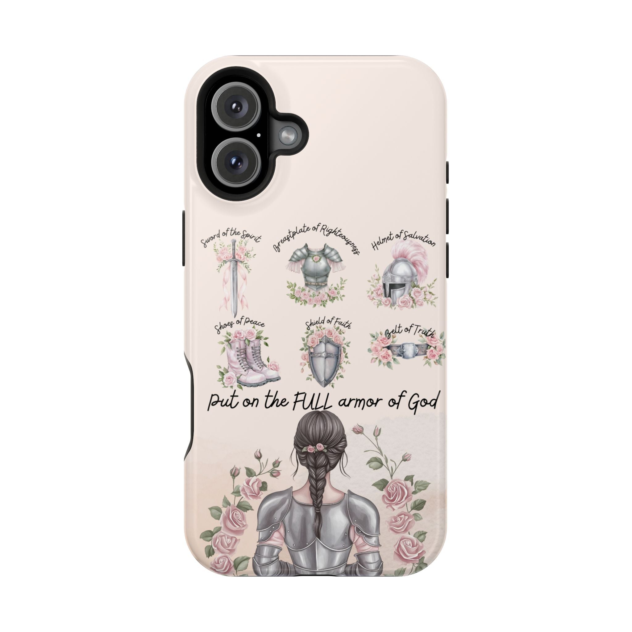 Armor of God Phone Case (dark hair, light skinned woman)