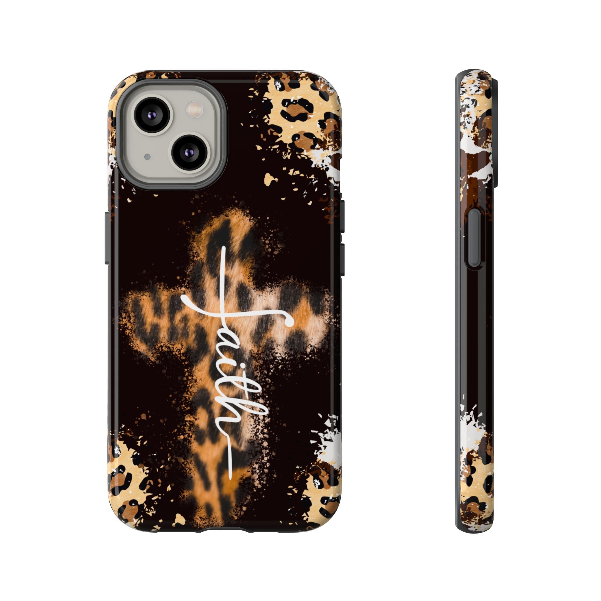 Faith Leopard Cross Non MagSafe Phone Case