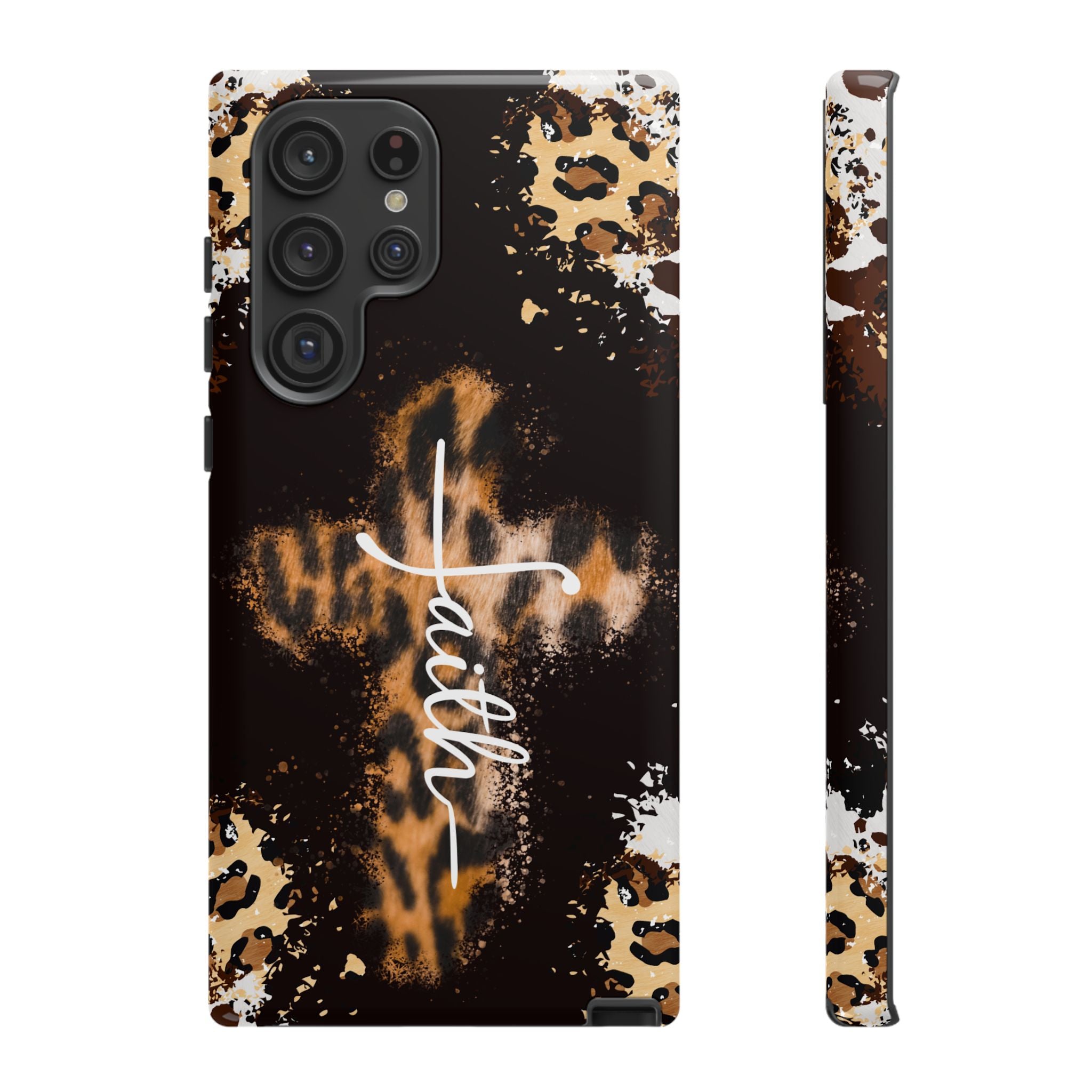 Faith Leopard Cross Non MagSafe Phone Case