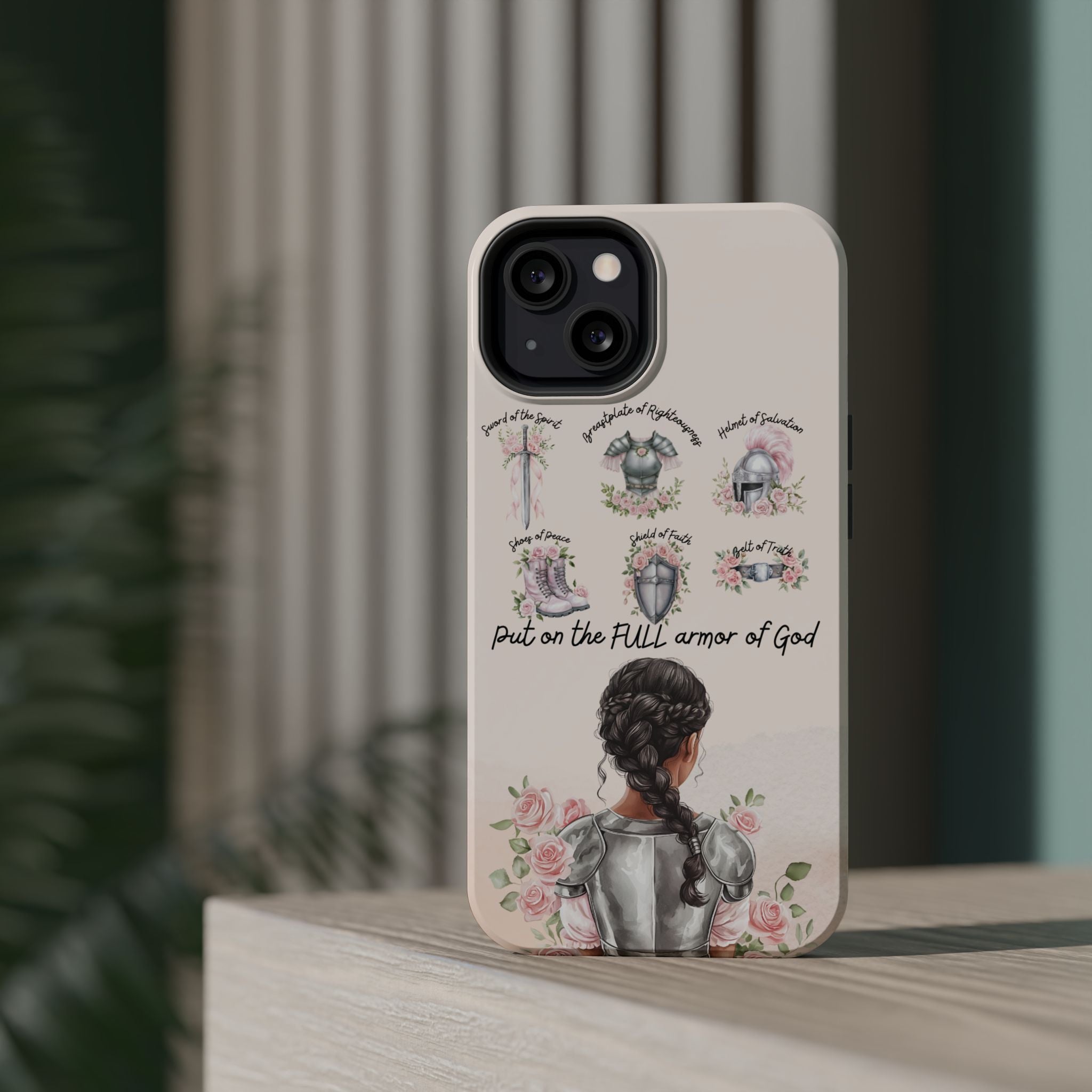 Armor of God (Dark haired woman) phone case