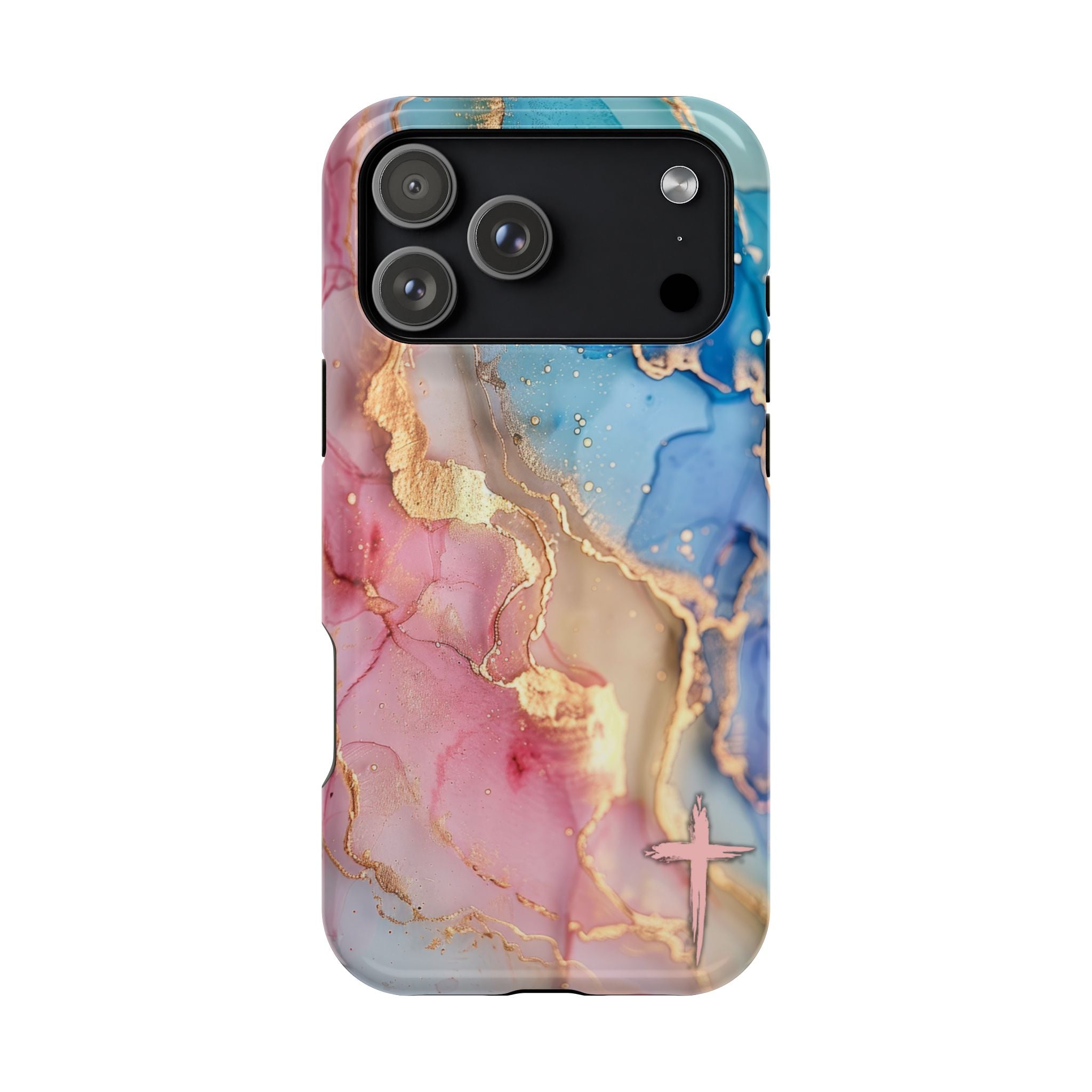 Pink & Blue Marbled MagSafe Phone case