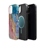 Pink & Blue Marbled MagSafe Phone case