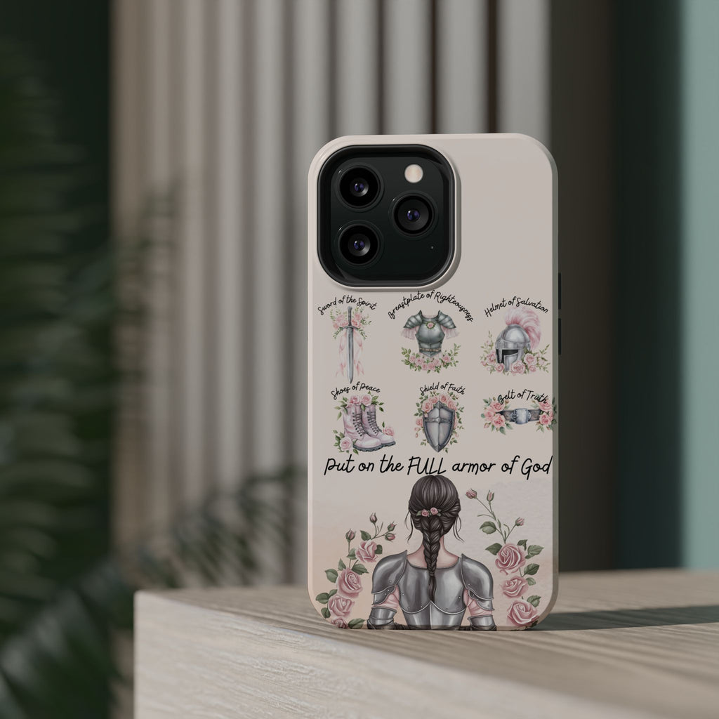 Armor of God Phone Case (dark hair, light skinned woman)