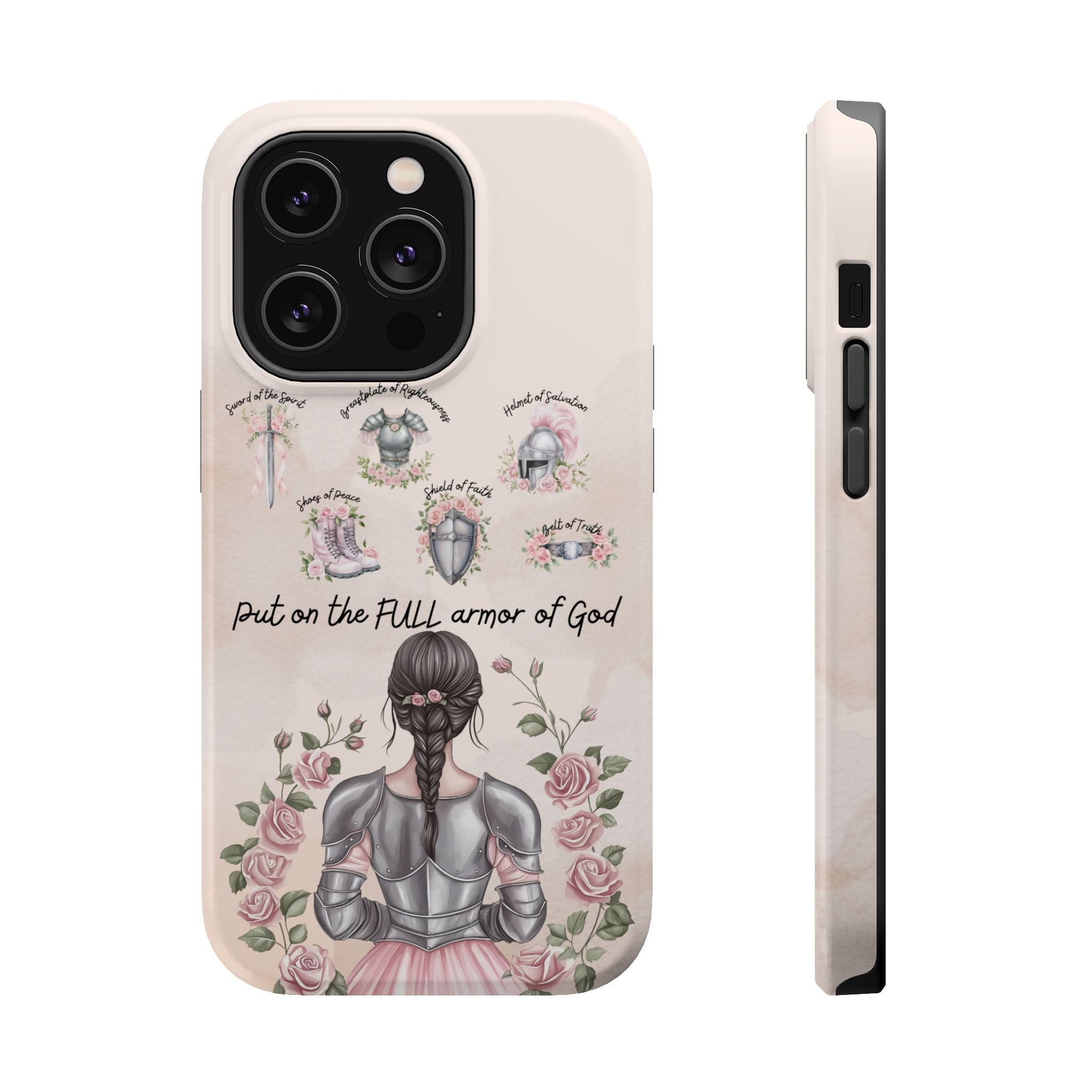 Armor of God Phone Case (dark hair, light skinned woman)