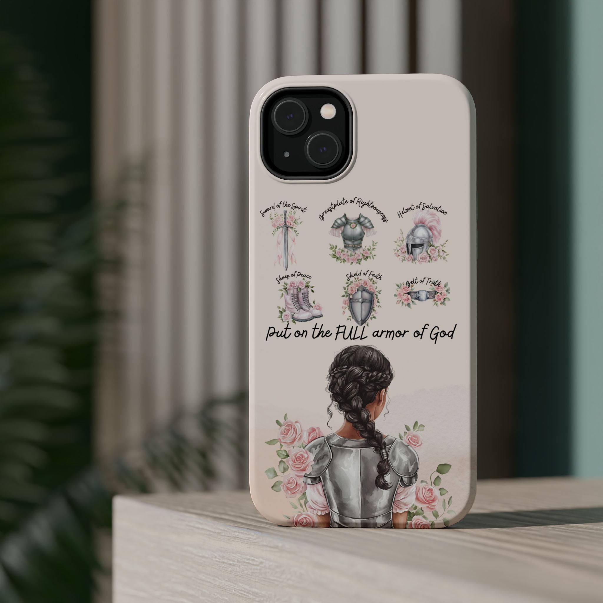 Armor of God (Dark haired woman) phone case