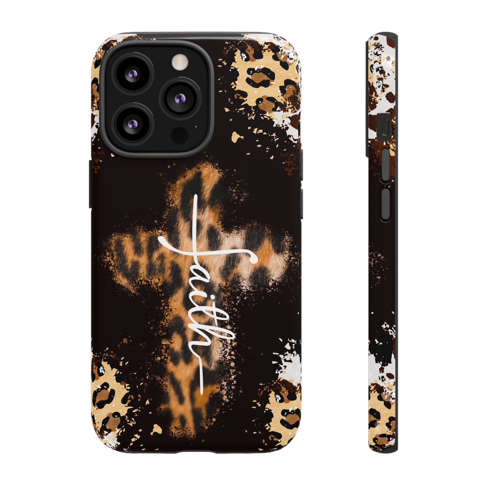 Faith Leopard Cross Non MagSafe Phone Case