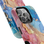 Pink & Blue Marbled MagSafe Phone case