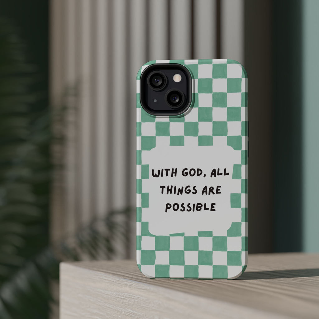 'With God' Checkered Phone Case