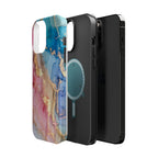 Pink & Blue Marbled MagSafe Phone case