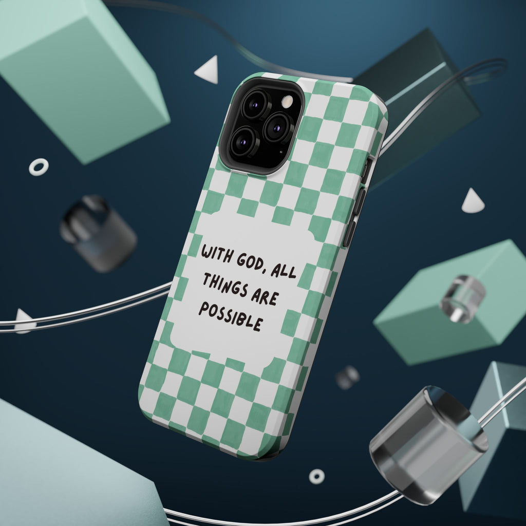 'With God' Checkered Phone Case