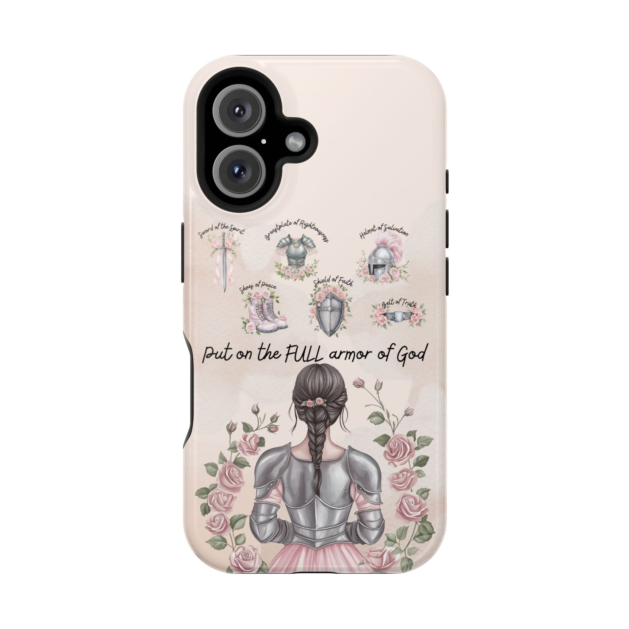 Armor of God Phone Case (dark hair, light skinned woman)