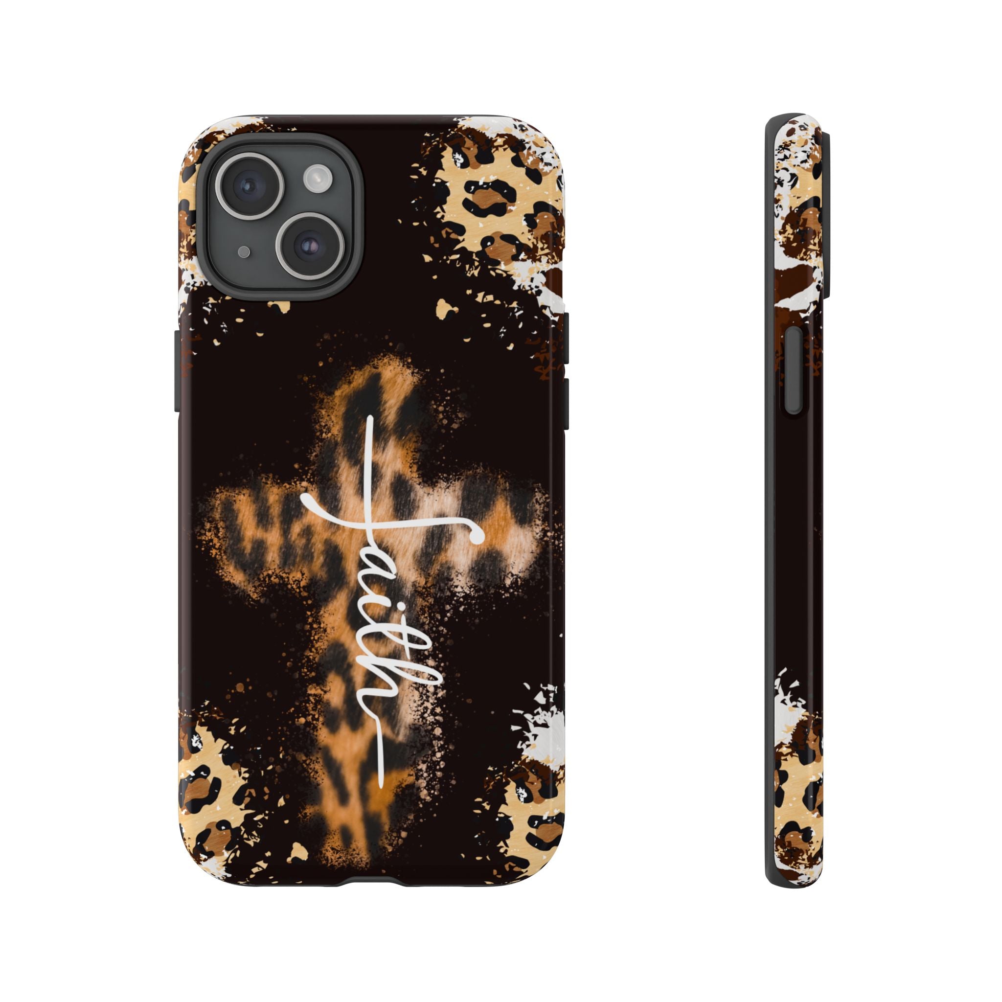 Faith Leopard Cross Non MagSafe Phone Case