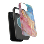 Pink & Blue Marbled MagSafe Phone case
