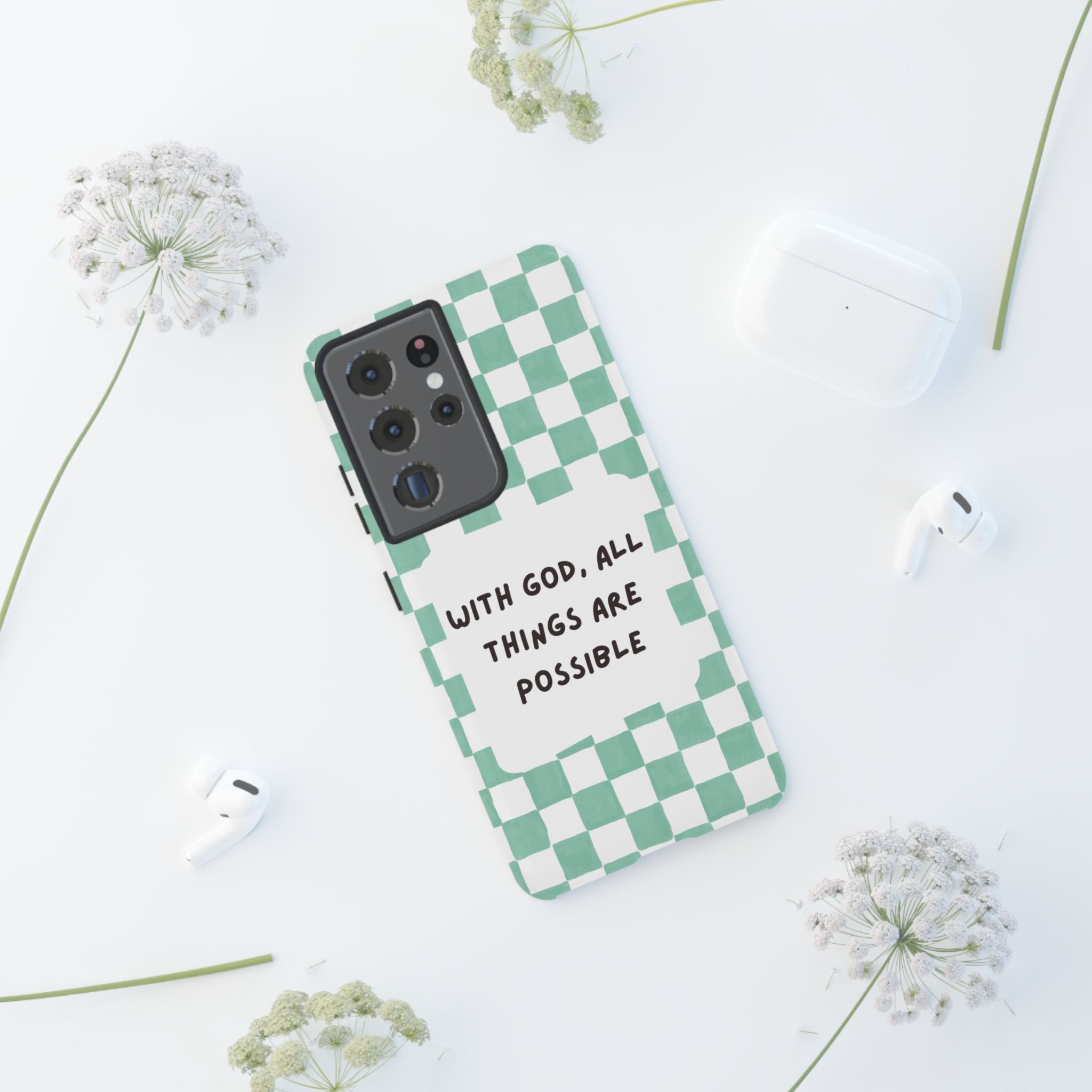 "With God, All Things Are Possible" Non MagSafe Phone Case
