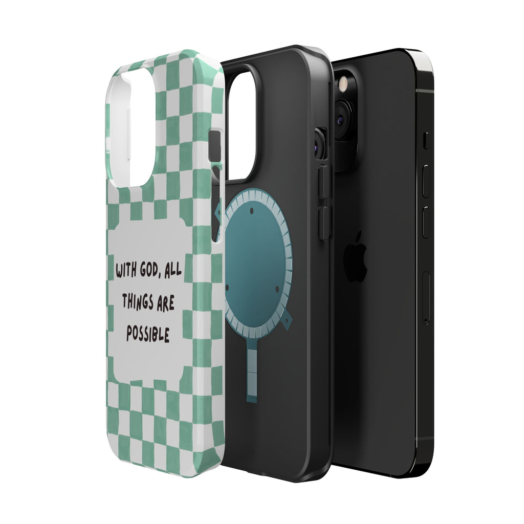 'With God' Checkered Phone Case
