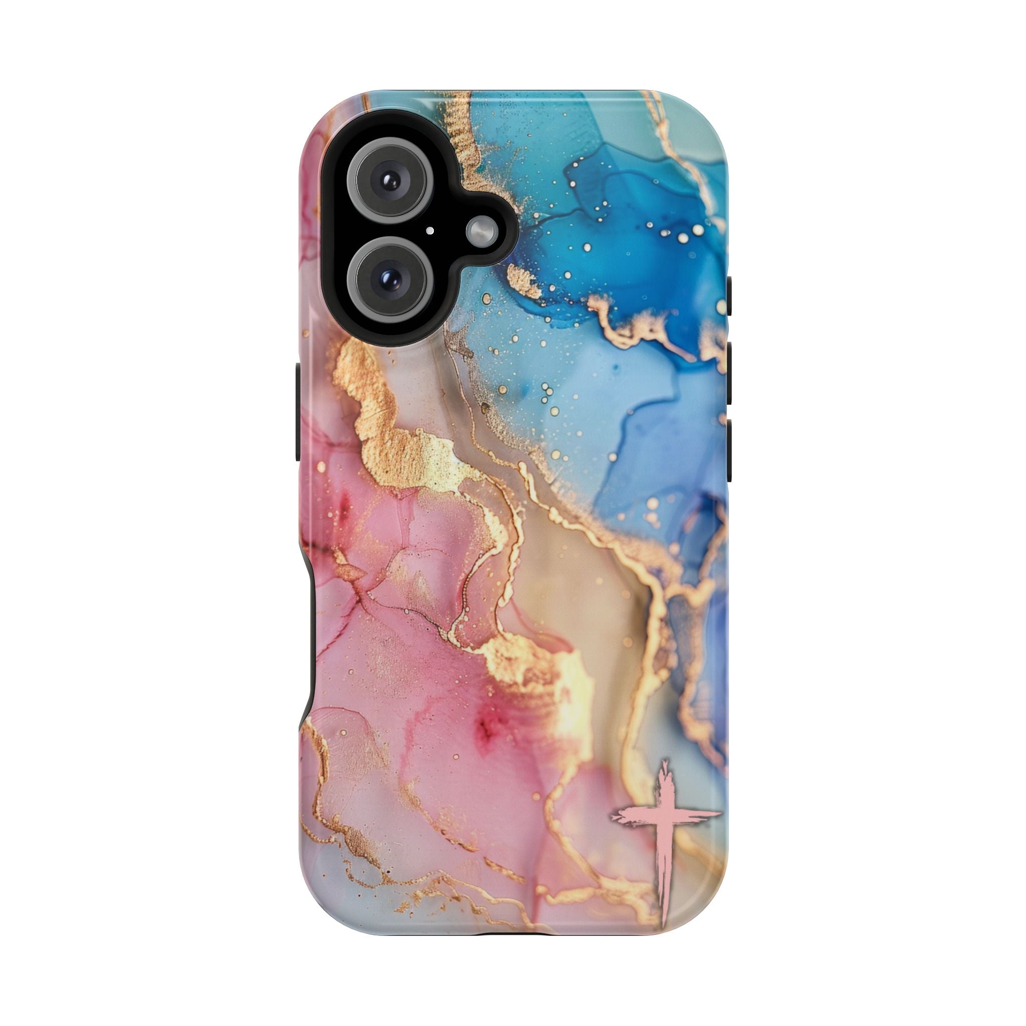 Pink & Blue Marbled MagSafe Phone case