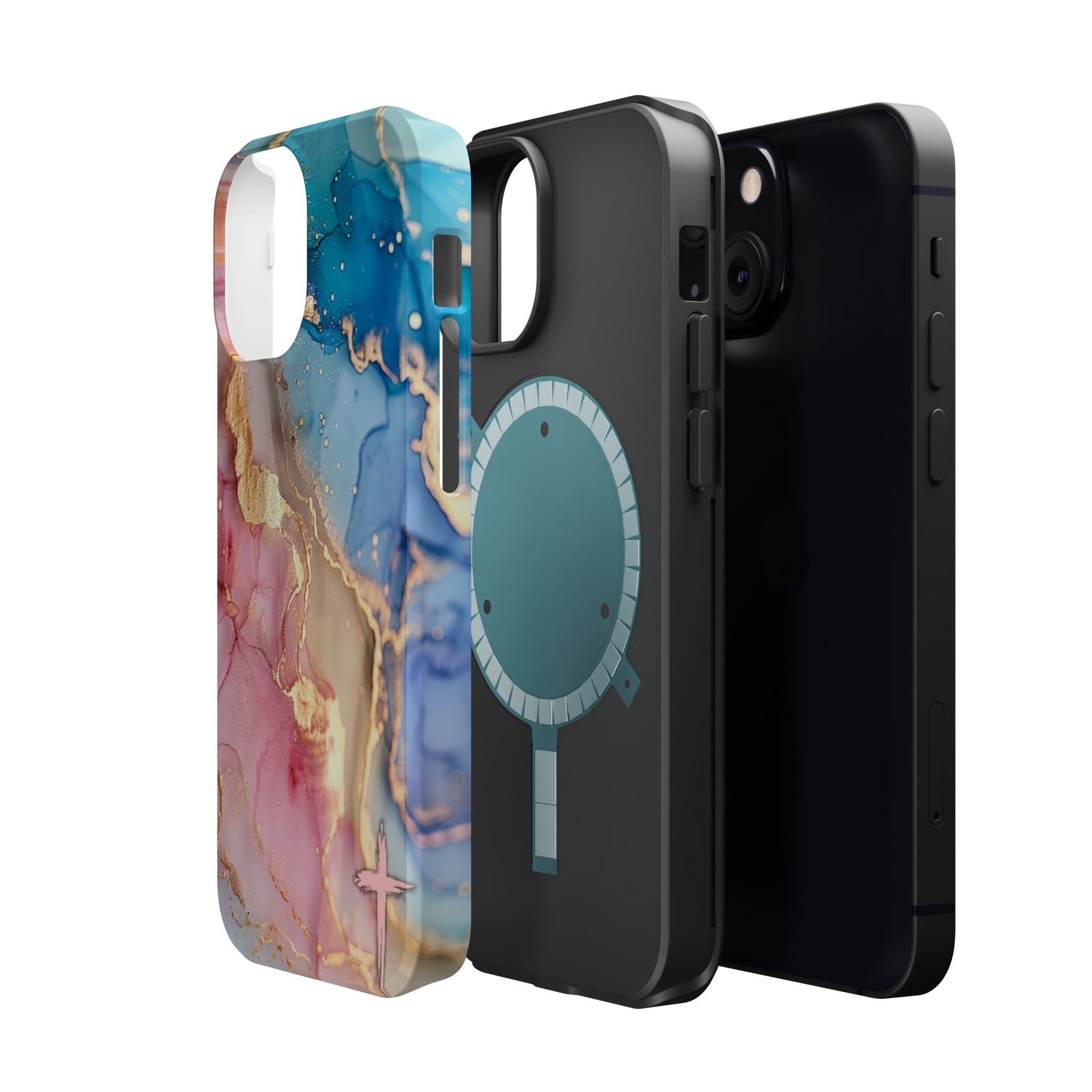 Pink & Blue Marbled MagSafe Phone case