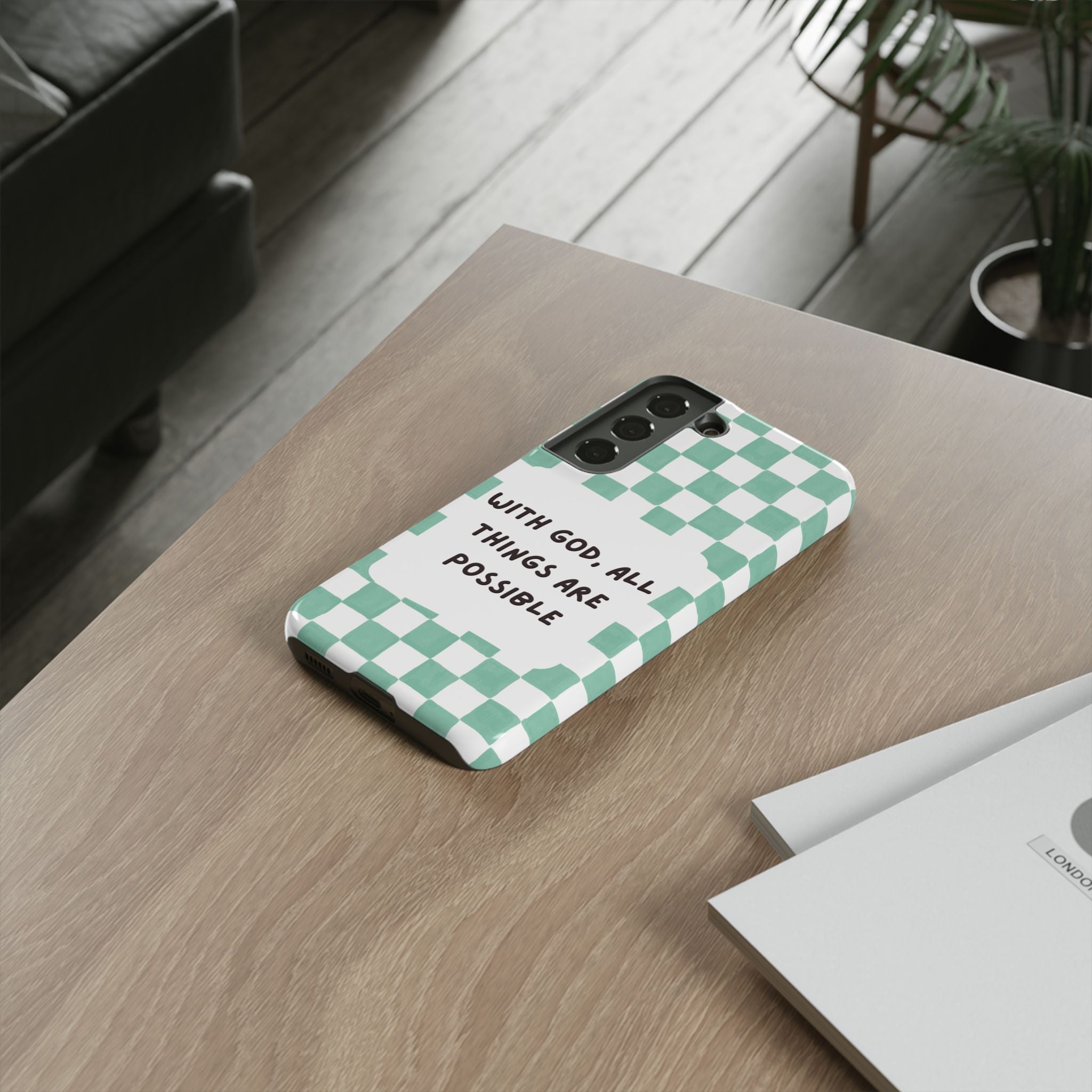 "With God, All Things Are Possible" Non MagSafe Phone Case