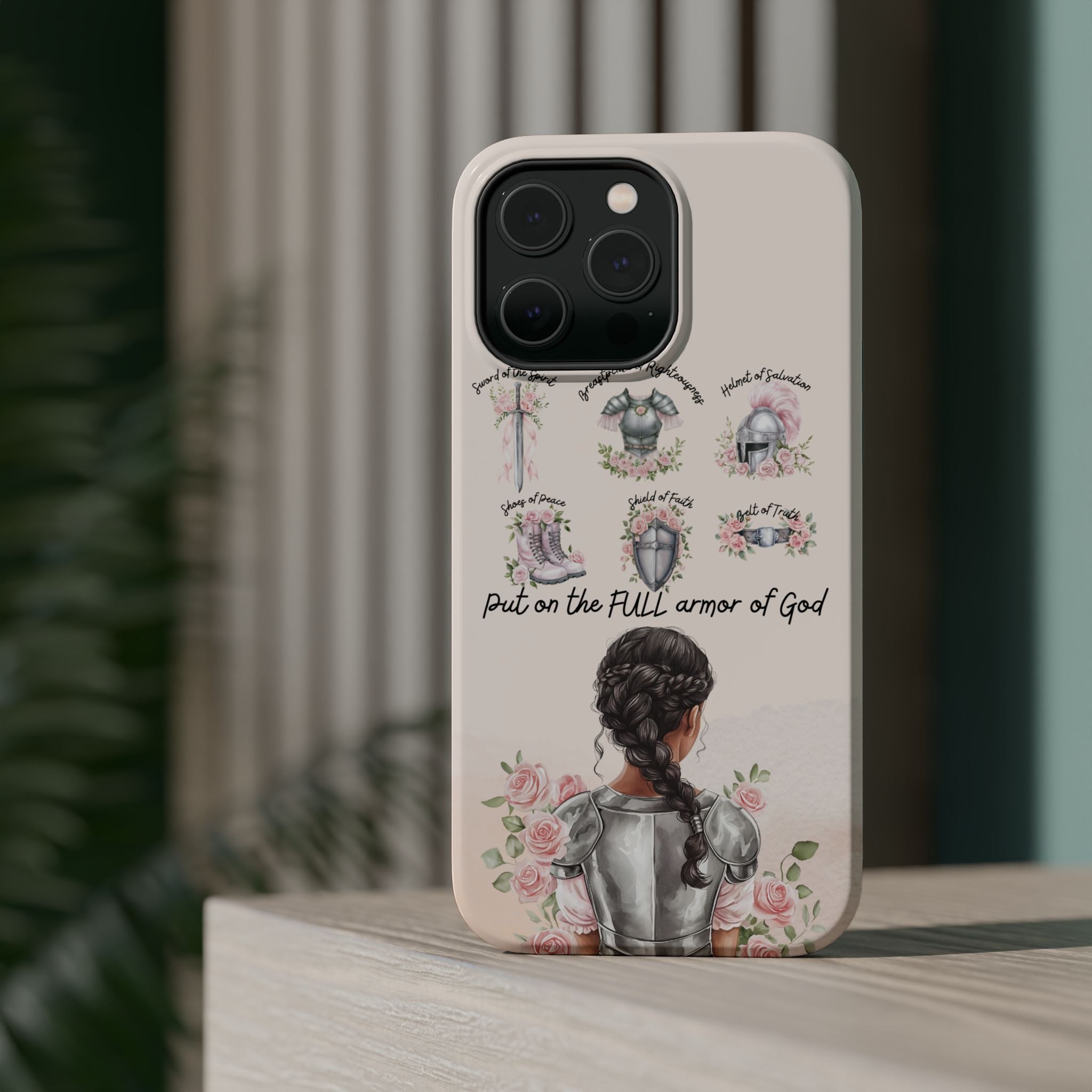 Armor of God (Dark haired woman) phone case