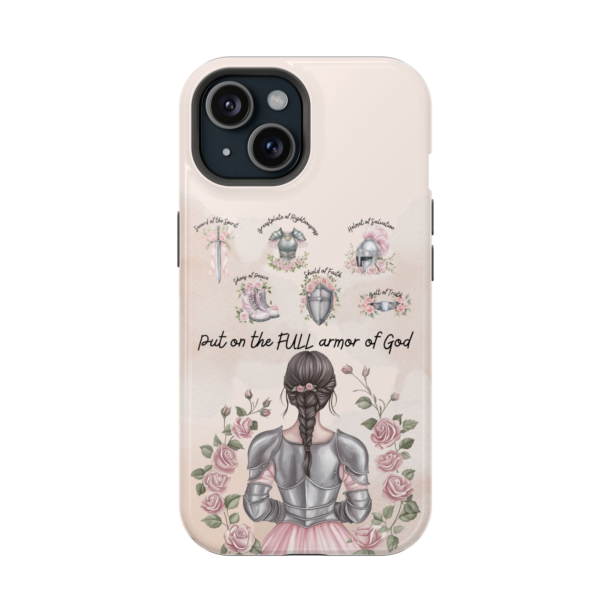 Armor of God Phone Case (dark hair, light skinned woman)