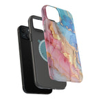 Pink & Blue Marbled MagSafe Phone case