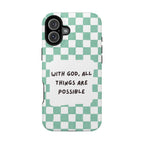 'With God' Checkered Phone Case