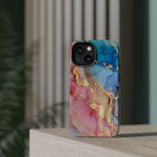 Pink & Blue Marbled MagSafe Phone case