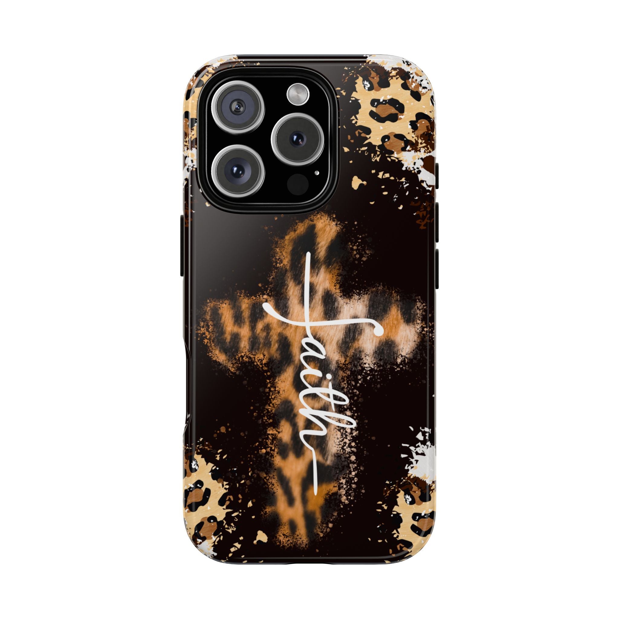 Faith Leopard Cross Non MagSafe Phone Case
