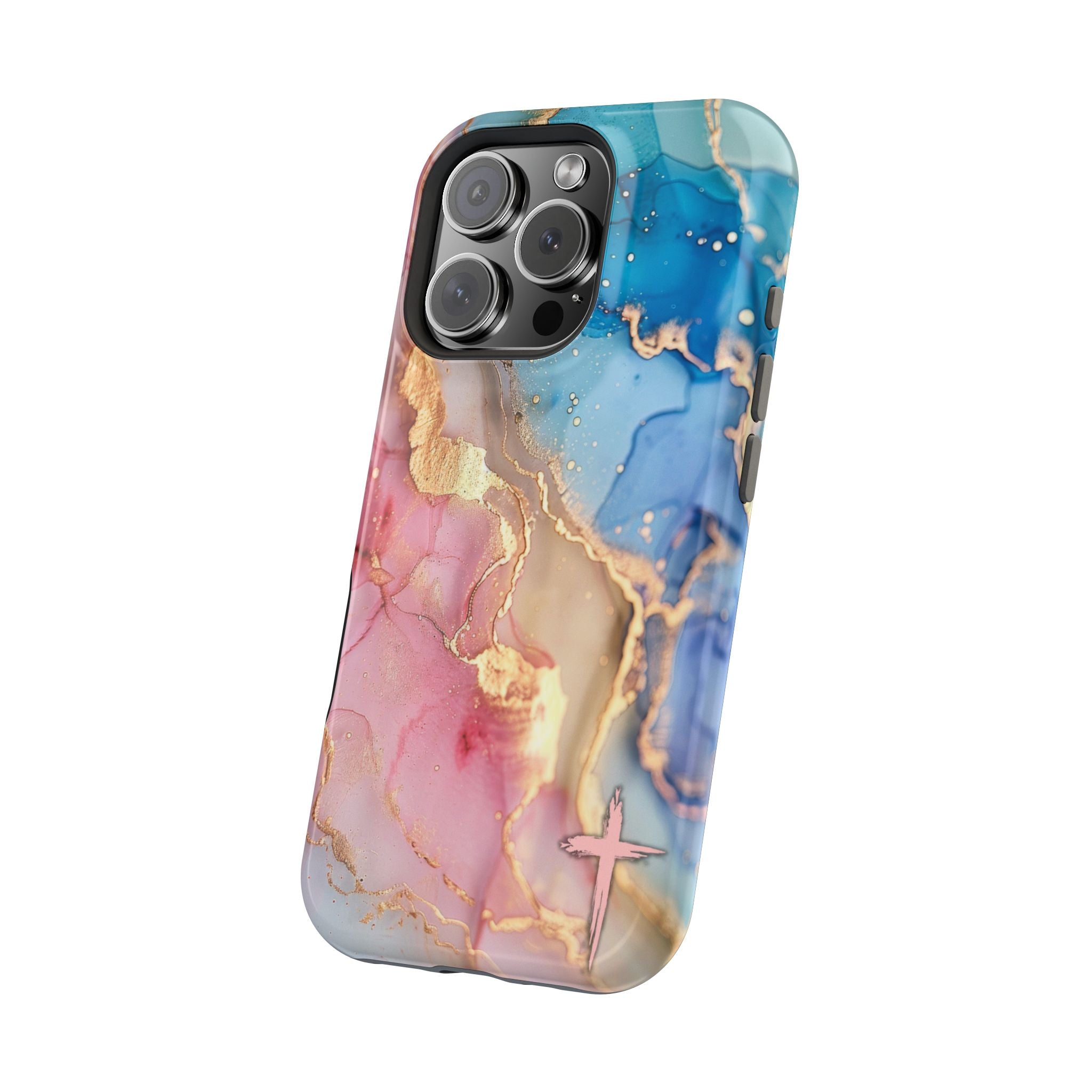 Pink & Blue Marbled MagSafe Phone case