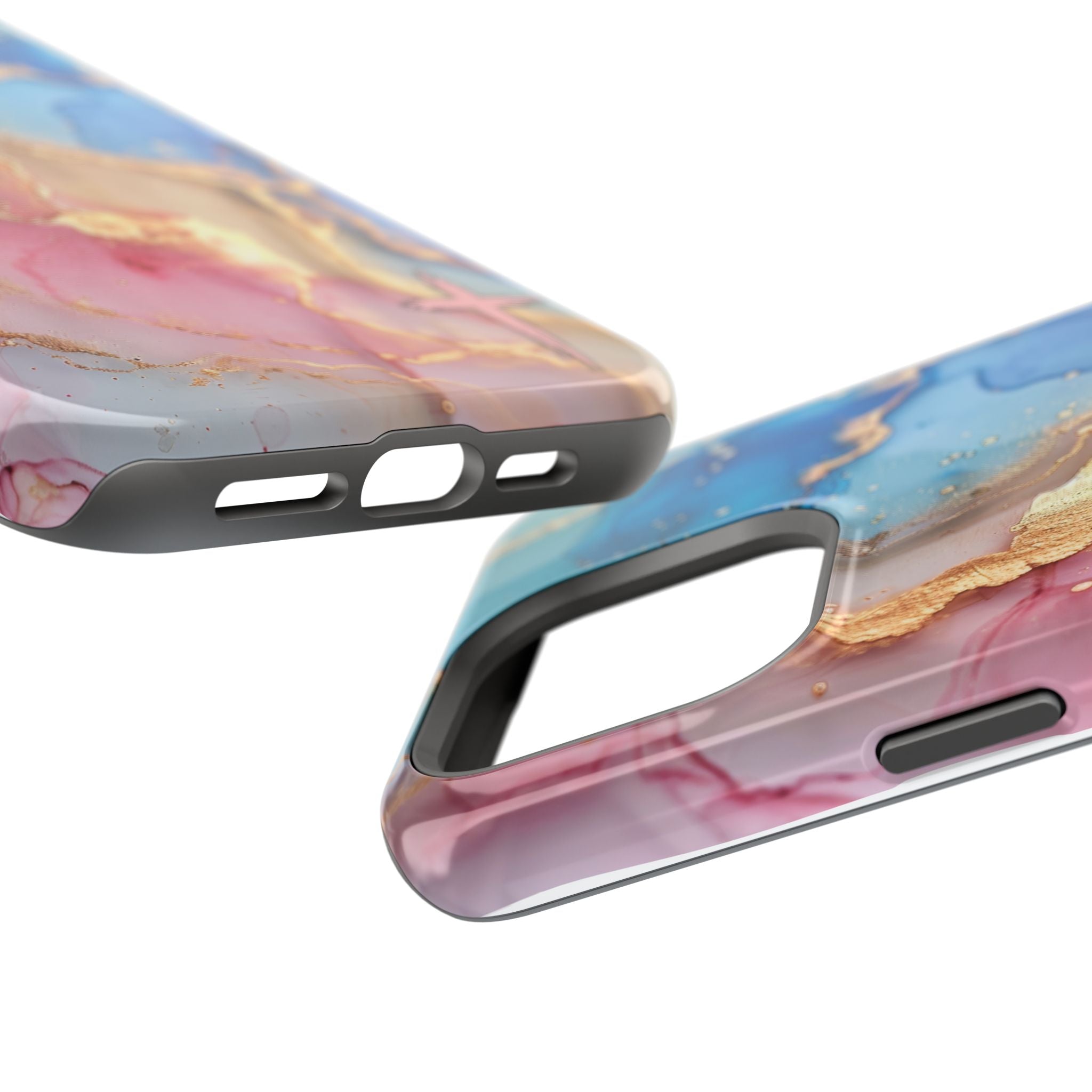 Pink & Blue Marbled MagSafe Phone case