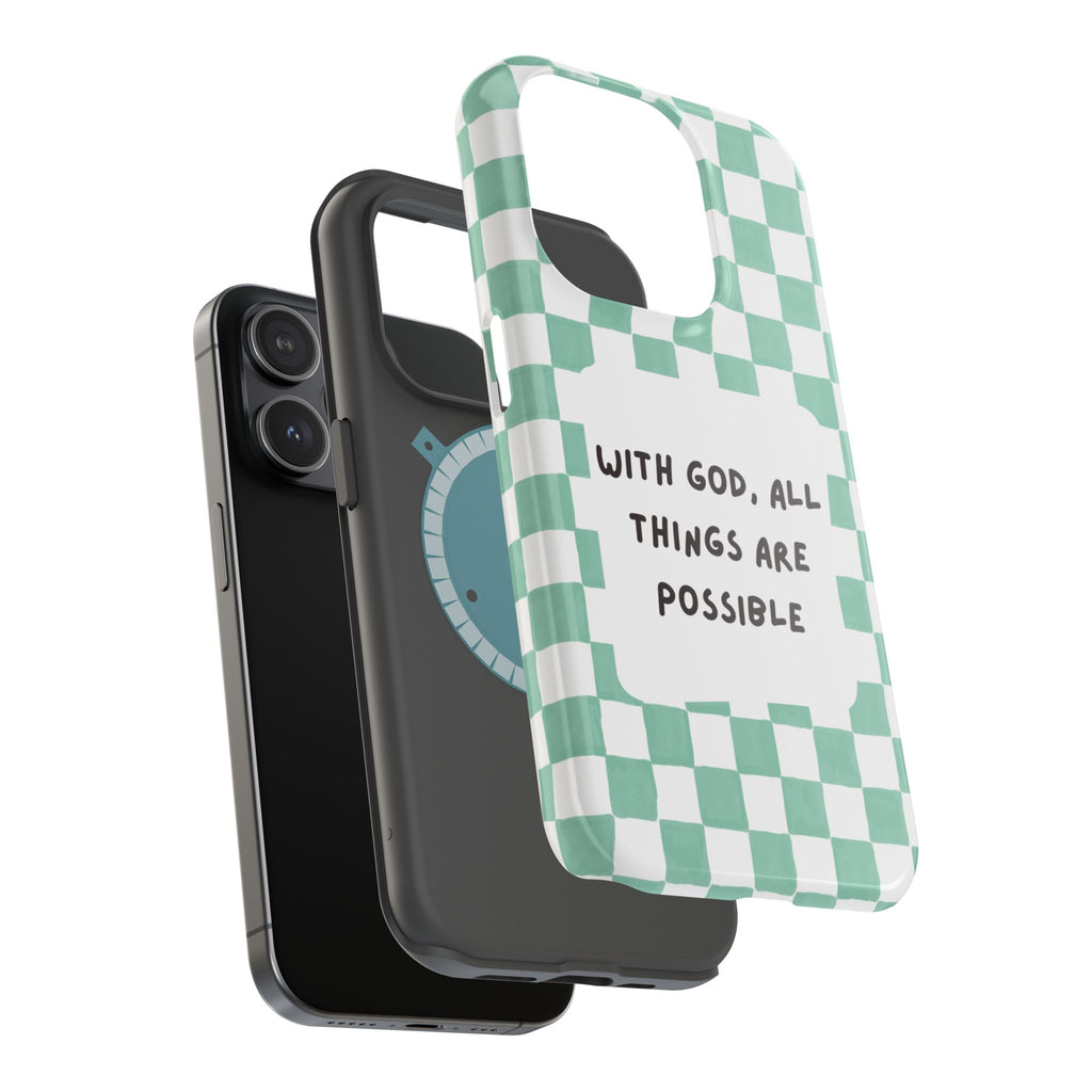 'With God' Checkered Phone Case