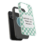 'With God' Checkered Phone Case
