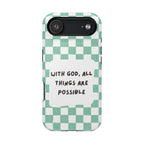 'With God' Checkered Phone Case